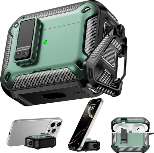 Miniatura 49 de RFUNGUANGO Funda protectora para AirPods Pro de 2ª generación con kit de limpieza, funda rígida militar con cerradura para funda de carga de AirPod