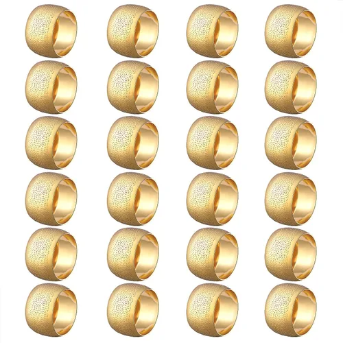 Miniatura 10 de Servilleteros redondos para mesa de comedor, fiestas, bodas, reuniones familiares, banquetes de Navidad, cenas, decoraciones (12 juegos dorados)