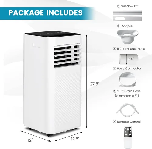 Miniatura 7 de GOFLAME Aire acondicionado portátil, potente unidad de CA de 8000 BTU con control remoto y 4 ruedas, enfriador de aire 3 en 1, deshumidificador