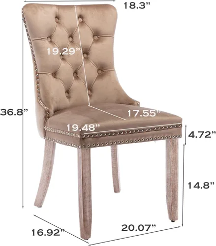 Miniatura 7 de SoarFlash Juego de 6 sillas de comedor de terciopelo, silla lateral de respaldo alto, silla lateral moderna tapizada de alta gama con capitoné