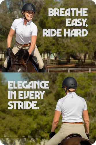 Miniatura 3 de Equinavia Ingrid Equestrian Show - Camisa de manga corta con paneles de malla refrescante para mujer