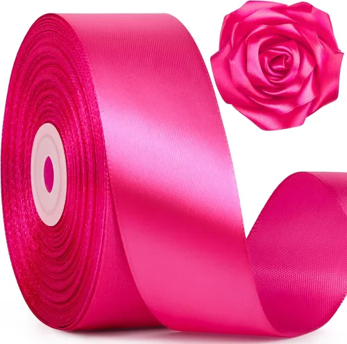 Miniatura 16 de Mauproy Cinta de satén rosa bebé de 1-1/2 pulgadas de ancho, cinta de tela de poliéster sólido de 50 yardas para hacer rosas, envoltura de regalos