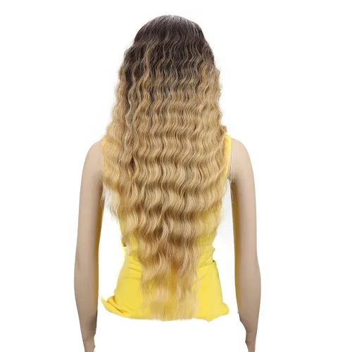 Miniatura 13 de Joedir - Peluca de 30 pulgadas de largo con encaje frontal, cabello ondulado profundo, parte superior, cabello natural superior con abuelitos