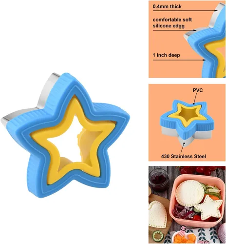 Miniatura 3 de Juego de 6 piezas de cortador y sellador de sándwiches para niños, sándwiches sin incrustaciones de diferentes formas para la familia, cortador