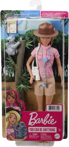 Miniatura 6 de Muñeca Barbie Careers y accesorios, zoóloga con atuendo removible con sombrero, pizarra y figura de koala que puede sostener el brazo de la muñeca