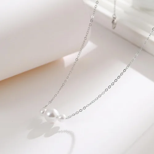 Miniatura 6 de Collner Delicado collar de perlas chapado en oro de 14 quilates, bonito collar de perlas individuales elegante gargantilla de perlas pequeñas
