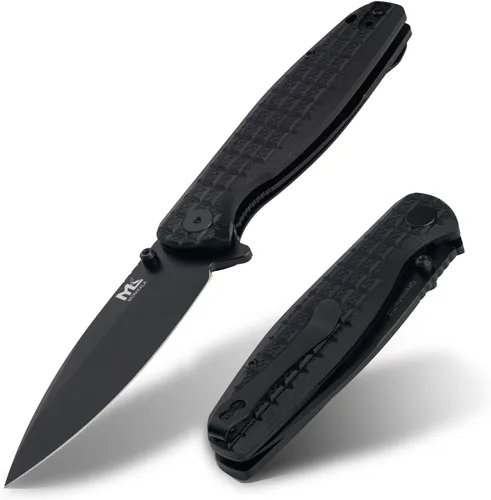 Miniatura 7 de Cuchillo plegable – Cuchillo de bolsillo plegable de acero D2 de 3.5 pulgadas, mango G10, apertura y cierre con una sola mano, rodamientos de bolas