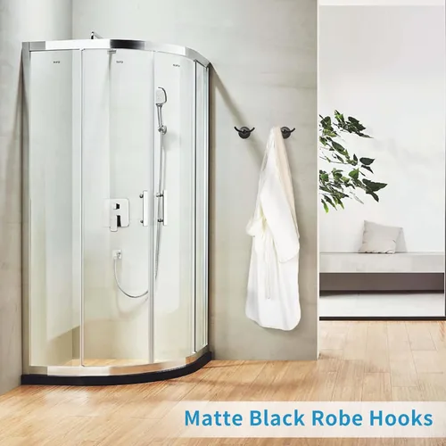 Miniatura 6 de FILTA Ganchos para toallas de baño, ganchos negros mate para batas y toallas para montar en la pared, ganchos tradicionales para toallas y batas