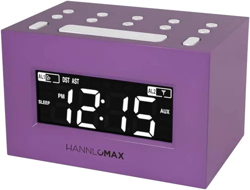 Miniatura 7 de HANNLOMAX Radio despertador HX-111CR, radio PLL AM/FM, alarma dual, pantalla LED blanca, DST automático, conector auxiliar (blanco)