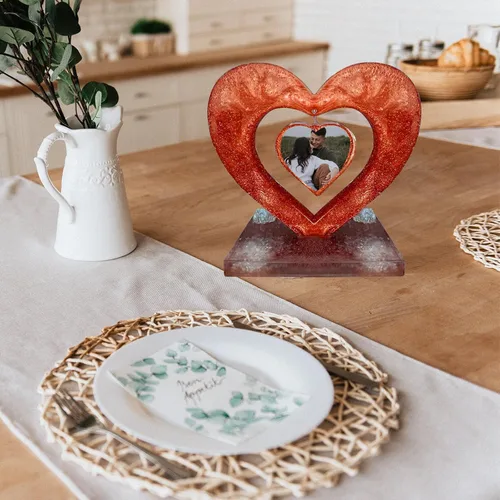 Miniatura 4 de Moldes de resina para marco de fotos de corazón, marco de fotos grande para decoración de resina, molde de silicona para fundición de resina, resina