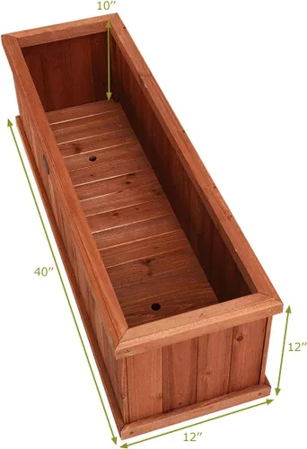 Miniatura 5 de Giantex Jardinera elevada para jardín o vegetales, maceta montada en ventana para jardín, caja de madera para plantar, 40 x 12 x 12 pulgadas