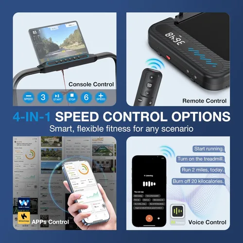 Miniatura 3 de WELLFIT - Cinta de correr plegable con inclinación del 10%, capacidad de más de 340 libras. Cintas de correr portátiles con manillar, para debajo