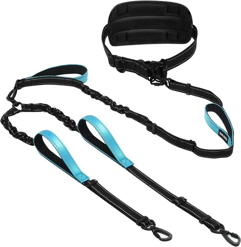 Miniatura 9 de Correa de perro grande manos libres, correa elástica de 6 a 8 pies con cinturón para perro de hasta 150 libras, correr, caminar, trotar