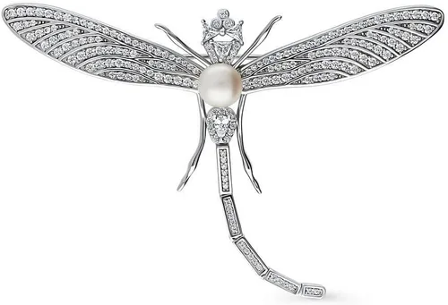 Miniatura 2 de BERRICLE Broche de plata de ley con botón blanco cultivado de agua dulce y perla para mujer, chapado en rodio, Plata esterlina Perla Plata de ley