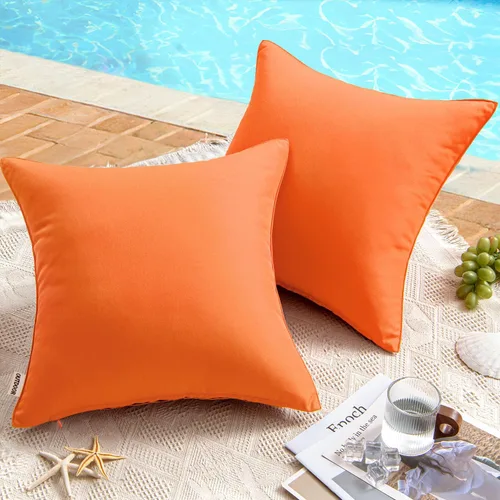 Miniatura 46 de MIULEE - Juego de 2 fundas de almohadas decorativas para exteriores, impermeables, cuadradas, para jardín, para cenador de primavera, tienda de Negro