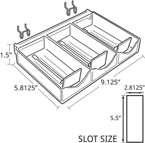 Miniatura 4 de Azar Displays 225504 Bandeja empujadora de 3 compartimentos de 9.125 pulgadas de ancho x 5.8125 pulgadas de profundidad x 1.5 pulgadas de alto