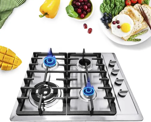 Miniatura 6 de Estufa de gas incorporada, 23 pulgadas, 4 quemadores, cocina de gas en acero inoxidable, encendido eléctrico para gas natural