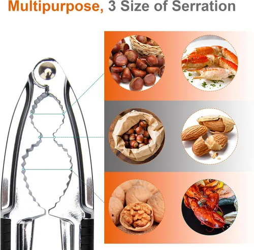 Miniatura 4 de Cascanueces, 8 piezas de cascanueces multiusos de acero inoxidable para mariscos y pecanas, herramientas para agrietar nueces con mango