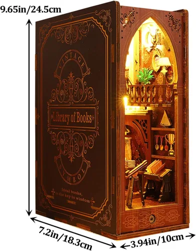 Miniatura 2 de Kit de manualidades 3D para rincón de lectura - Kit de casa en miniatura para adultos, adolescentes y principiantes, estantería de biblioteca