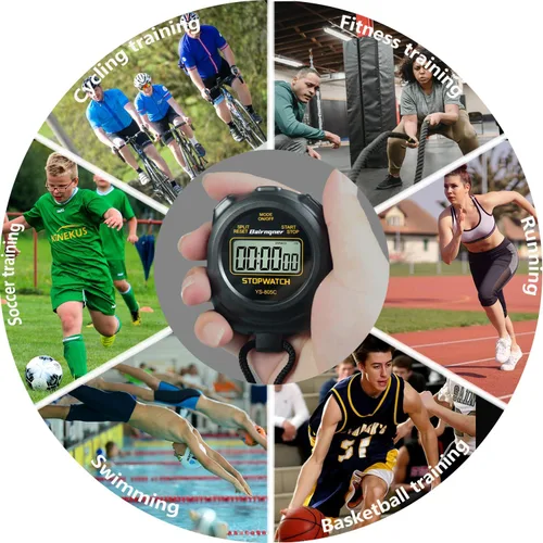 Miniatura 7 de Cronómetro temporizador con cuenta regresiva, encendido/apagado operación simple sin reloj sin fecha, cronómetro digital para deportes, negro