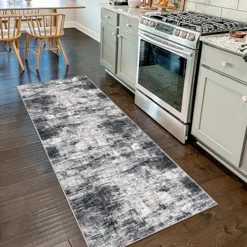 Miniatura 82 de IOHOUZE Alfombra pequeña abstracta de 2 x 3 pies, alfombra de entrada lavable para entrada interior, alfombras con respaldo de goma, alfombra gris