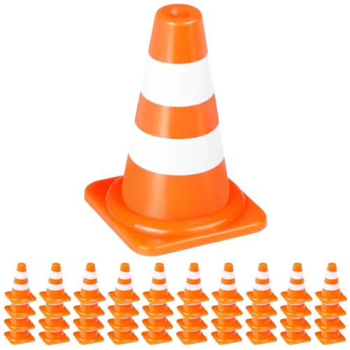 Miniatura 12 de Alyoen 30 piezas conos de tráfico mini de 1", pequeños conos naranjas en miniatura, pequeño juguete navideño para niños, juguete de cono de bloque