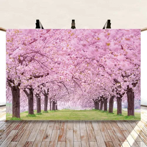 Miniatura 4 de Telón de fondo de flores de cerezo para fotografía, 10 x 7 pies, paisaje de primavera, flor de cerezo, boda, despedida de soltera, decoración