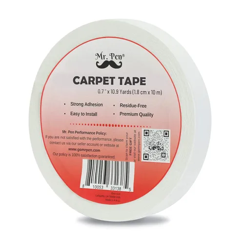 Mr. Pen Cinta adhesiva de doble cara para alfombra, 0.7 pulgadas x 10.9 yardas, agarre de alfombra, tapón antideslizante para suelos de madera