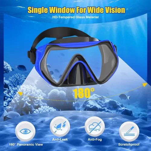 Miniatura 2 de Dry Snorkel Set,Panoramic Wide View Anti-Fog Scuba Diving Mask,Professional Snorkeling Gear for Adults