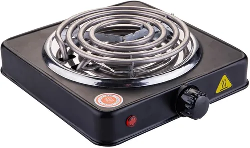 Quemador de Encimera Compacto y Portátil - Quemador Eléctrico de Bobina Simple de 1000 Vatios para Encimera, Controles de Temperatura, Color Negro