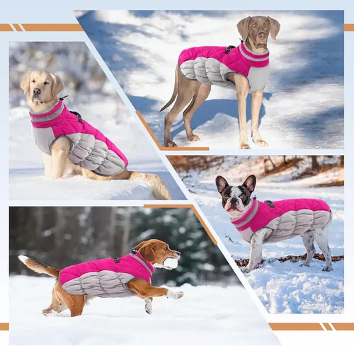 Miniatura 6 de Abrigo para Perro Pequeño, Chaquetas para Perros Pequeños, Chaqueta de Invierno Cálida, Abrigo para Cachorro con Arnés Incorporado, Chaqueta Rosado