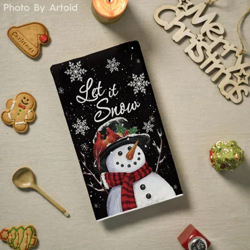 Miniatura 4 de Artoid Mode Toallas de cocina de nieve negra Deja que nieve Árboles de Navidad ¡Hola invierno! Toallas de cocina, toallas de mano de decoración