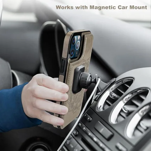 Miniatura 8 de Vaburs Funda compatible con iPhone 13 Pro Max con tarjetero y diseño de mandala en relieve, de piel sintética, doble botones, a prueba de golpes