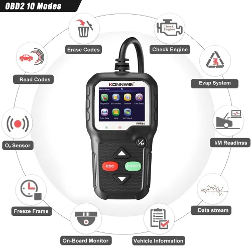 Miniatura 6 de KONNWEI Herramienta de diagnóstico OBD2 lector de código de coche KW680 Herramienta de escaneo de luz de control mejorado OBD II escáner