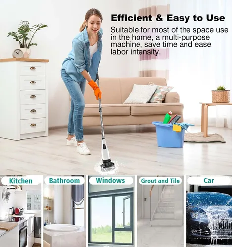 Miniatura 2 de MGLSDeet Cepillo eléctrico giratorio, cepillo de limpieza recargable con cabezales de cepillo reemplazables 8 en 1, limpiador giratorio inalámbrico