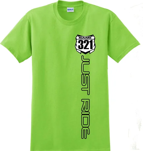 Miniatura 6 de JUST RIDE Motocross Número Placa Camisa MX Moto Personalizada Kawi Verde Lima KX