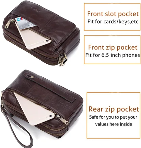 Miniatura 5 de KPYWZER Bolso de mano de cuero para hombre