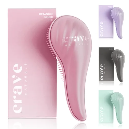 Miniatura 10 de Crave Naturals Cepillo para desenredar el cabello grande negro – Cepillo deslizante para desenredar el cabello para mujeres, niños y bebés – Cuidado