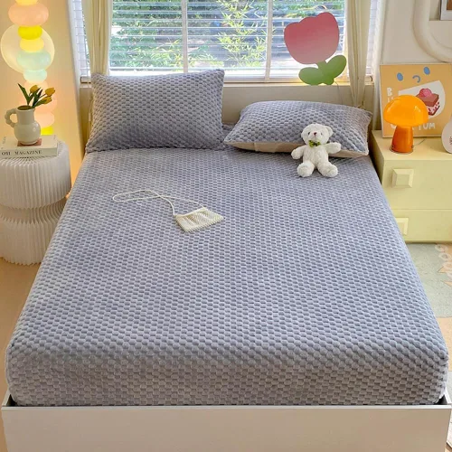 Miniatura 10 de ZIQINPSQ Sábana Bajera Ajustada de Forro Polar Tamaño Individual - Sábanas de Forro Polar Ultra Suaves y Peludas para Invierno, Sábana Inferior
