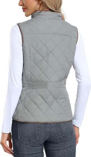 Miniatura 4 de Dilgul Chaleco acolchado para mujer, cuello alto, con cremallera, acolchado ligero y moderno