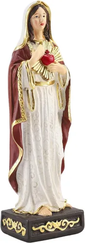 Miniatura 7 de Estatua católica de Virgen María de 8 pulgadas de alto, figura de la Virgen María con corazón sagrado, estatua de resina pintada a mano para sala