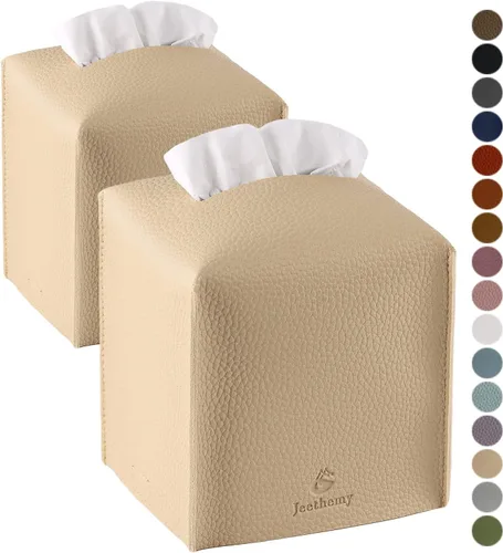 Funda para Caja de Pañuelos, Jeethemy Porta Caja de Pañuelos Cuadrada de Cuero PU, Moderno Estuche de Pañuelos Organizador Dispensador de Papel