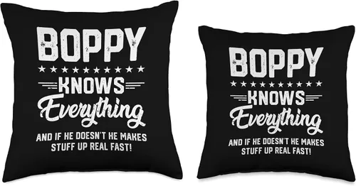 Miniatura 3 de Funny Personalized Gifts for Boppy Boppy Knows Everything Funny Grandpa Fathers Jokes - Almohada para hombre, 16 x 16 pulgadas, multicolor