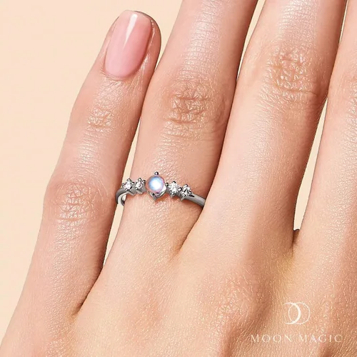 Miniatura 2 de Moon Magic - Authentic Rainbow MoonstoneReal 925 Sterling Silver - 18k Rose Yellow Gold Birthstone Rings for WomenGenuine Gemstones