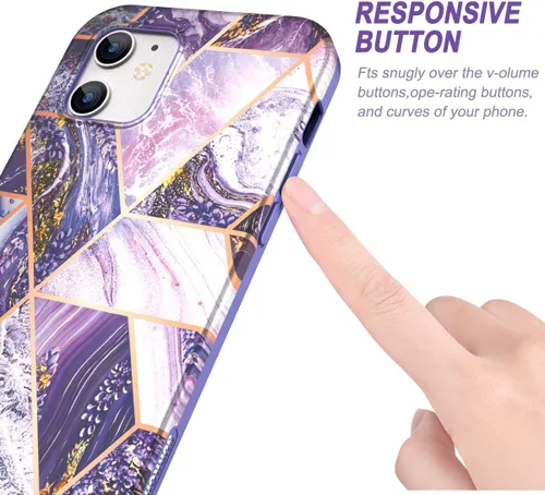 Miniatura 5 de SURITCH Funda de mármol para iPhone 12/iPhone 12 Pro, protector de pantalla integrado, protección de cuerpo completo, a prueba de golpes