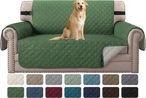 Miniatura 19 de H.VERSAILTEX Funda de sofá resistente al agua para sofá de 3 cojines, reversible, protector de muebles acolchado con correa elástica, funda de sofá