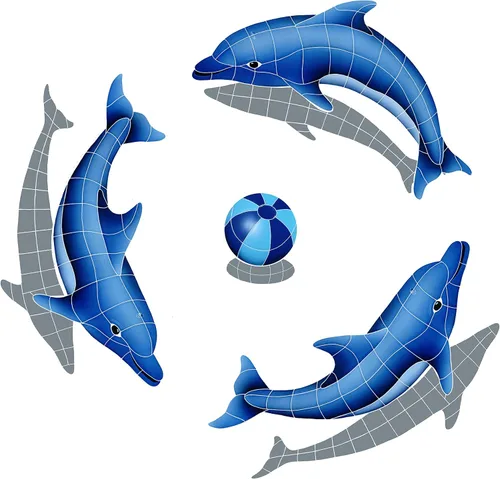Miniatura 4 de Dolphin Group - Mosaico de cerámica para piscina (azul, 42 x 42 pulgadas)