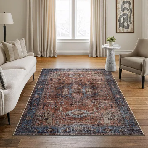Miniatura 83 de Bloom Rugs - Alfombra lavable, antideslizante, de 1,83 x 2,74 m, color beige/blanco claro con borde tradicional, para sala de estar, dormitorio