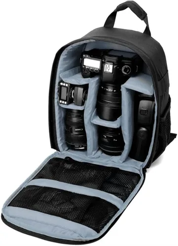 Mochila impermeable para cámara SLR/DSLR, bolsa de hombro, estuche de viaje para lentes digitales Canon Nikon Sony (mediano, gris)