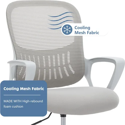 Miniatura 5 de DUMOS Silla de Dibujo - Silla de Oficina Ergonómica y Alta para Escritorio de Pie, Mostrador con Altura Ajustable y Cómodo Soporte Lumbar, Gris